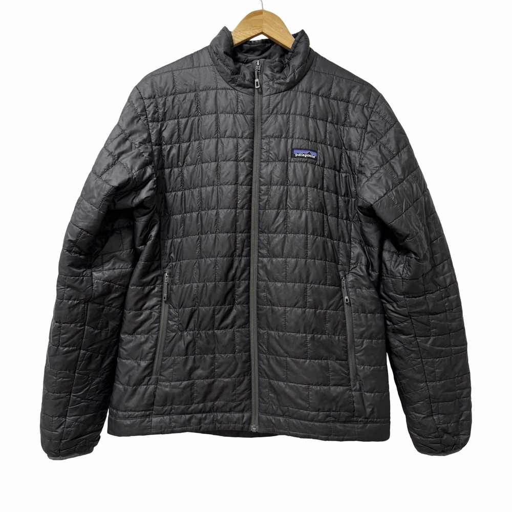 Patagonia Mens Nano Puff Quilted Zip Jacket Size M Gray Packable Salesforce LOGO